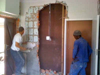 Wall being removed